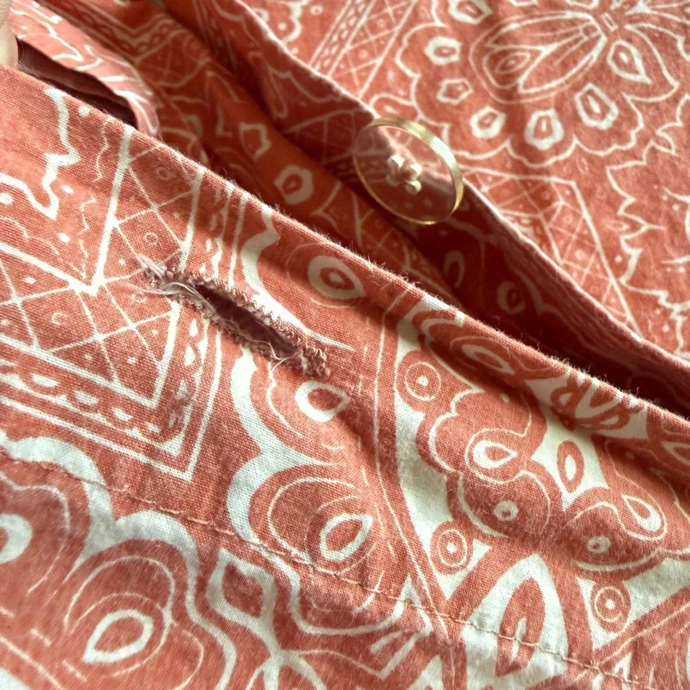 Pottery Barn King Duvet Cover Set Organic Cotton Coral Medallion